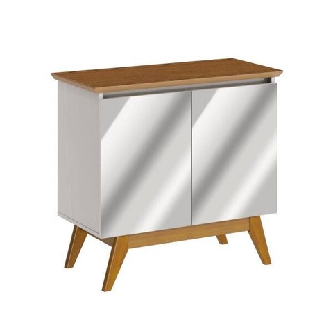 Buffet Classic 2 Portas Off-White com Freijó e Espelho