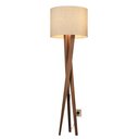 Ver imagem 1 de Luminária De Chão Abajur De Piso Com Cúpula E Pés De Madeira Luxo Palha