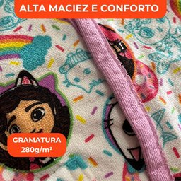 Roupão Aveludado Lepper Estampado Personagens Infantil a Casa Mágica da Gabby M - 2
