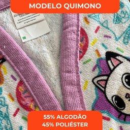 Roupão Aveludado Lepper Estampado Personagens Infantil a Casa Mágica da Gabby M - 6