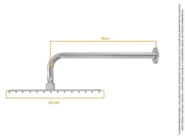 DUCHA SLIM 20X20 COM BRACO CURVO 38 CM - 2