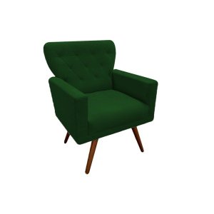 Poltrona Decorativa Aurora Suede Verde Pés Madeira Mz Decor