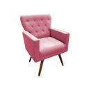 Ver imagem 1 de Poltrona Decorativa Aurora Suede Rosa Pés Madeira Mz Decor