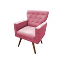 Ver imagem 2 de Poltrona Decorativa Aurora Suede Rosa Pés Madeira Mz Decor
