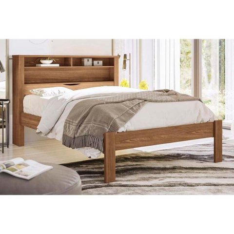 Cama de Casal Invicta com Baú + 2 Nichos Jatoba - Santos Andirá