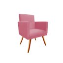 Ver imagem 1 de Poltrona Decorativa Nina Suede Rosa Pés Madeira Mz Decor