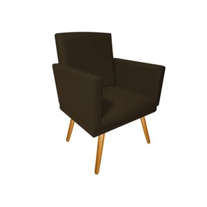 Poltrona Decorativa Nina Corino Marrom Pés Madeira Mz Decor