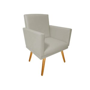 Poltrona Decorativa Nina Corino Bege Pés Madeira Mz Decor