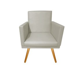 Poltrona Decorativa Nina Corino Bege Pés Madeira Mz Decor - 2