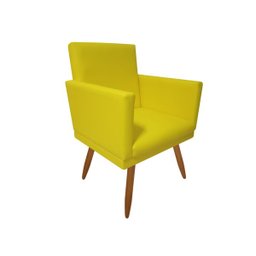 Poltrona Decorativa Nina Corino Amarelo Pés Madeira Mz Decor - 1