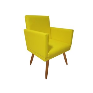 Poltrona Decorativa Nina Corino Amarelo Pés Madeira Mz Decor