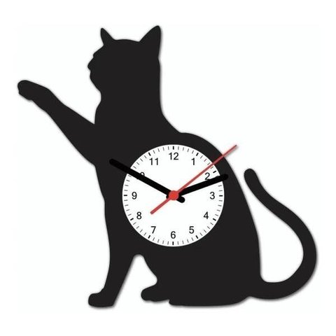 Relógio de Parede - Gato Preto Corpo Pet 30x30xcm