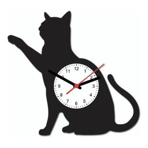 Relógio De Parede - Gato Preto Corpo Pet 30X30Xcm