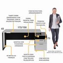 Ver imagem 3 de Escrivaninha Mesa de Escritório 172cm 2 Gavetas Flex Multimóveis CR25310 