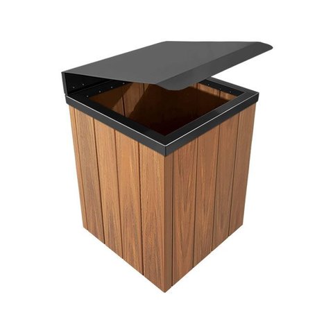 Lixeira de Madeira Plástica com Tampa Basculante 68l