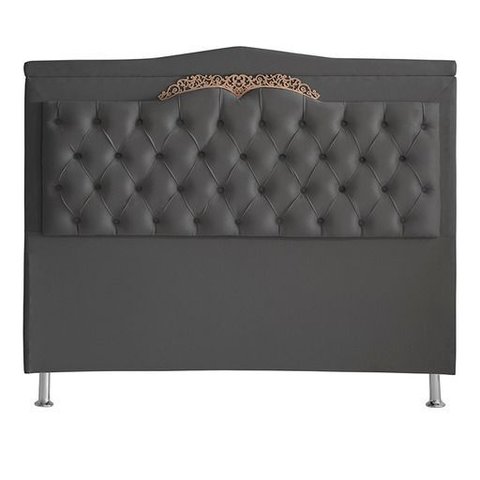 Cabeceira de Cama Box Madri Casal Queen 160 Cm Suede Grafite Eli Móveis e Decoração