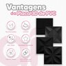 Kit C/5 Placas Decorativas Pvc Boiserie Efeito Gesso Preto Alto Relevo Lavavel Sala 50cm X 50cm - 4