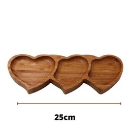Petisqueira Coração Bambu 3 Cavidades 25Cm Frios Petiscos - 2
