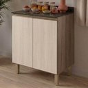 Ver imagem 2 de Balcão com Tampo 2 Portas MDF 80 cm Kali 1222322 Carvalho Toq Bianco Nicioli