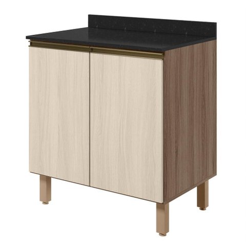 Balcão com Tampo 2 Portas MDF 80 cm Kali 1222322 Carvalho Toq Bianco Nicioli