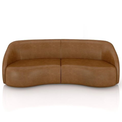 Kit Sofá 4 Lugares Eron 318cm com Poltrona Giratória Angelina M03 Couríssimo Whisky - Lyam Decor