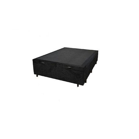 Cama Box Baú Viúvao Suede Preto Com 128cm de Largura