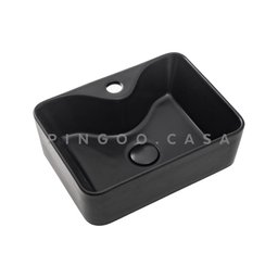 Cuba De Apoio Para Banheiro Retangular Slim Louça Cerâmica 40 cm Cornalina Pingoo.casa - Preto - 3