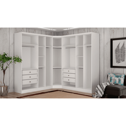Modulado Closet Completo 9 Portas 6 Gavetas - Linea-branco - Móveis Novo Horizonte - 2 Modulado Closet Completo 9 Portas 6 Gavetas - Linea-branco - Móveis Novo Horizonte - 2