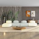 Ver imagem 1 de Sofá Ilha Sala de Estar Dakota 4 Módulos 626cm Encostos Almofadas Soltas Linho Offwhite/cinza G33 -