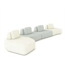 Ver imagem 2 de Sofá Ilha Sala de Estar Dakota 4 Módulos 626cm Encostos Almofadas Soltas Linho Offwhite/cinza G33 -
