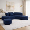 Ver imagem 1 de Sofá e Puff Orgânico Virginia 300cm Sala Suede:Azul-Marinho