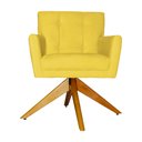Ver imagem 1 de Poltrona Decorativa Onix Pés Giratório de Madeira Suede Amarelo - DS Estofados