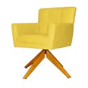 Ver imagem 3 de Poltrona Decorativa Onix Pés Giratório de Madeira Suede Amarelo - DS Estofados