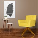 Ver imagem 2 de Poltrona Decorativa Onix Pés Giratório de Madeira Suede Amarelo - DS Estofados