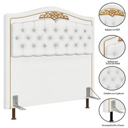 Cabeceira Cama Box Casal King 195cm Imperial J02 Corano Branco - Mpozenato - 4 Cabeceira Cama Box Casal King 195cm Imperial J02 Corano Branco - Mpozenato - 4