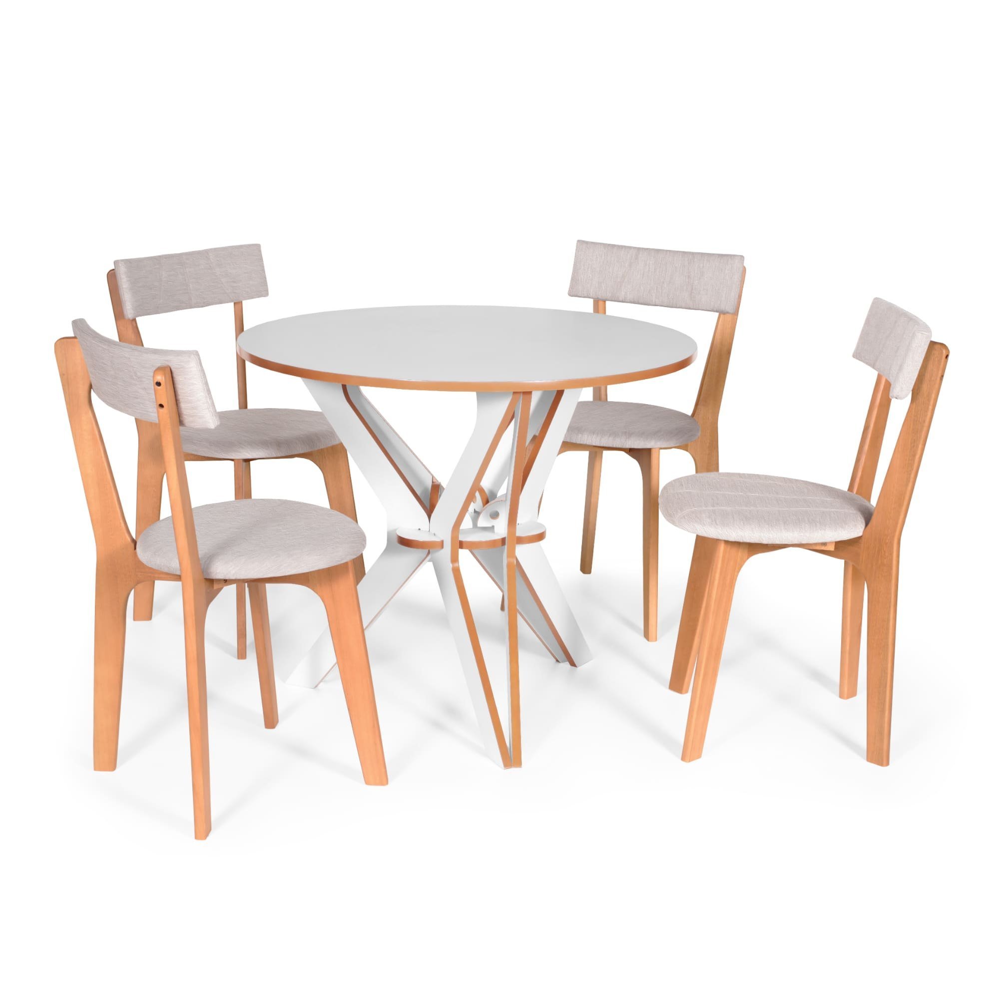 Conjunto De Mesa De Jantar Italia Com 4 Cadeiras Estofadas - 1