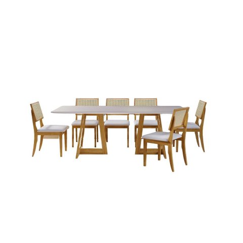 Conjunto de Jantar Milão com 6 Cadeiras Base Canadá Bm Tubulares Mel/tecido 501