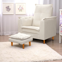 Ver imagem 1 de Poltrona Amamentação e Mini Puff Opala Suede Bege Pés Palito