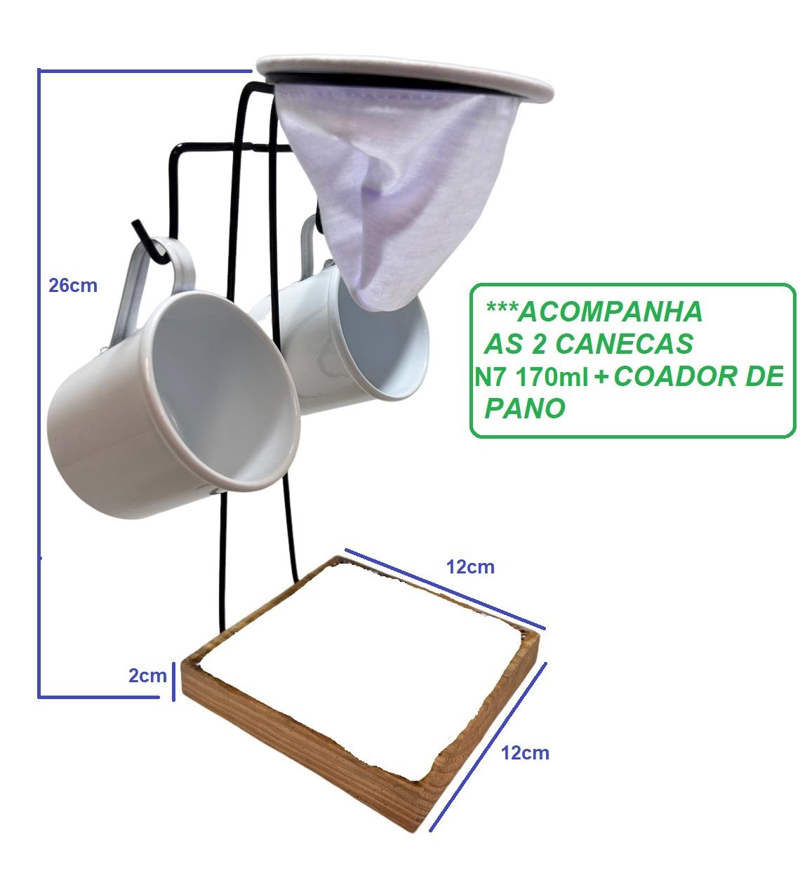 Mini Coador Café Gourmet Individual + 2 Canecas 170ml Mod2 - 2
