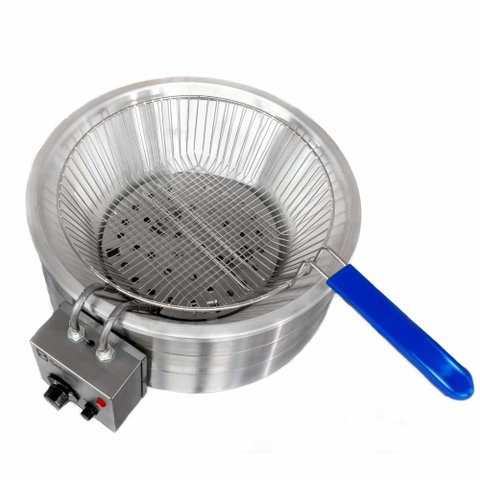 Fritador Tacho Elétrico Industrial Grande Pasteleiro Pastel com Peneira/cesto 7 Litros Inox Sebem