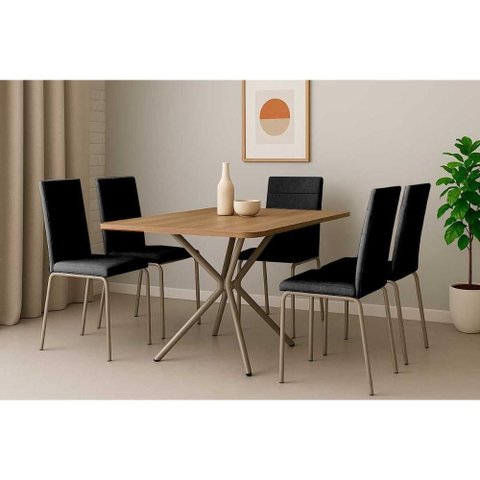 Mesa Cozinha Loire 160 + 6 Cad Amsterdã Niquel Kappesberg