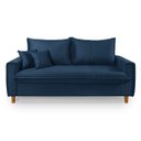 Ver imagem 3 de Sofa Living com Bau Multiuso 3 Lugares Suede Pes em Madeira: Azul-Marinho