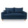 Sofa Living com Bau Multiuso 3 Lugares Suede Pes em Madeira: Azul-marinho - 3