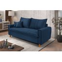 Ver imagem 2 de Sofa Living com Bau Multiuso 3 Lugares Suede Pes em Madeira: Azul-Marinho