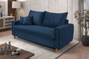 Ver imagem 2 de Sofa Living com Bau Multiuso 3 Lugares Suede Pes em Madeira: Azul-Marinho