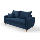 Ver imagem 1 de Sofa Living com Bau Multiuso 3 Lugares Suede Pes em Madeira: Azul-Marinho