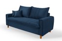 Ver imagem 1 de Sofa Living com Bau Multiuso 3 Lugares Suede Pes em Madeira: Azul-Marinho