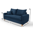 Ver imagem 6 de Sofa Living com Bau Multiuso 3 Lugares Suede Pes em Madeira: Azul-Marinho
