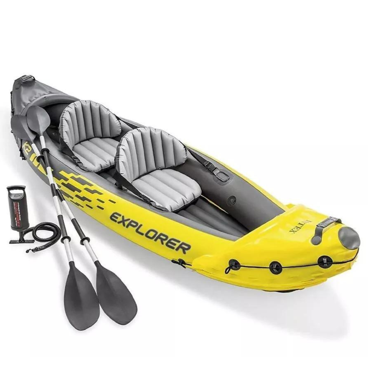 Caiaque Explorer K2 Pvc Super Forte + Remo Aluminio Banco Encosto Ajustavel:amarelo