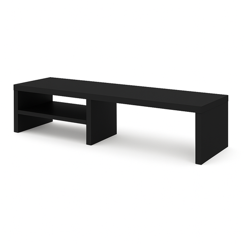 Suporte de Monitor em Mdf Preto Tx 80cm com Prateleira Lateral Design Moderno e Funcional